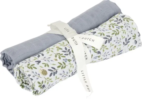 Little Dutch Swaddle doeken hydrofiel 70 x 70 Forest Adventure & Denim Blue
