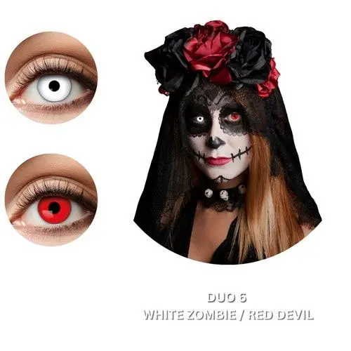 Maandlenzen DUO white zombie/red devil