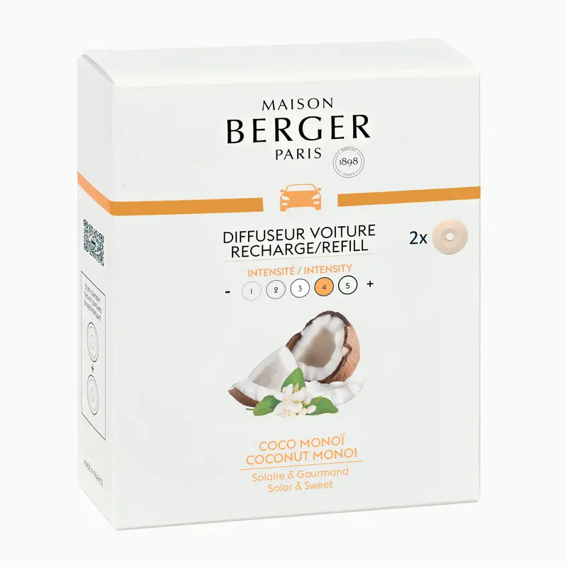 Maison Berger Autoparfum navulling 2 stuks Coconut Monoi