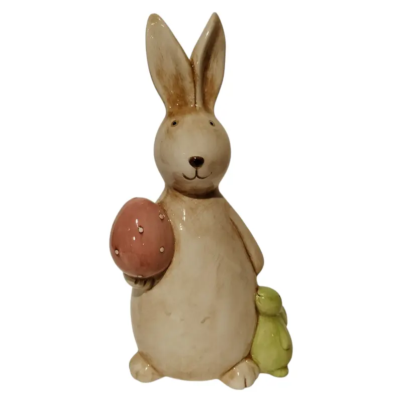Mansion - beige rabbit with pink egg 10*7.5*20