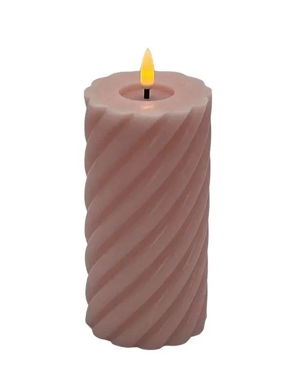 Mansion - Twisted Led Pillar Candle 7.5*15cm Pink Lotus
