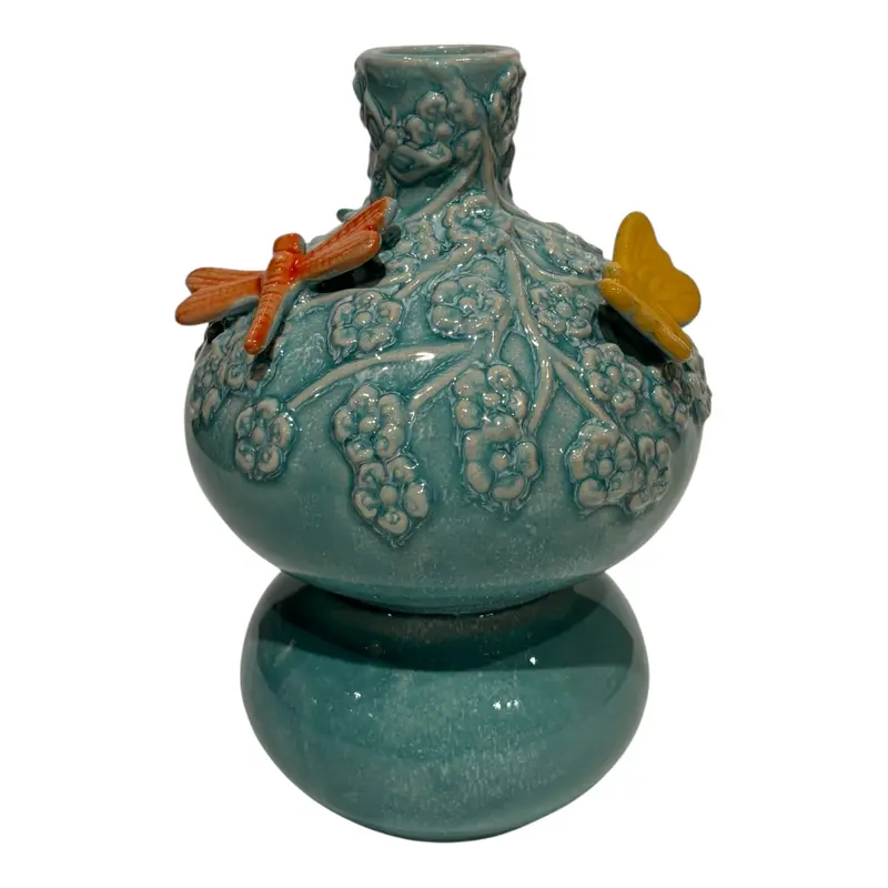 Mansion - Vase butterfly teal blue 11*11*17