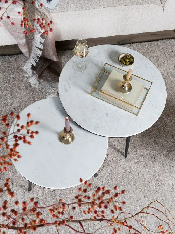 MARMEREN SALONTAFEL | ROND | SET VAN 2