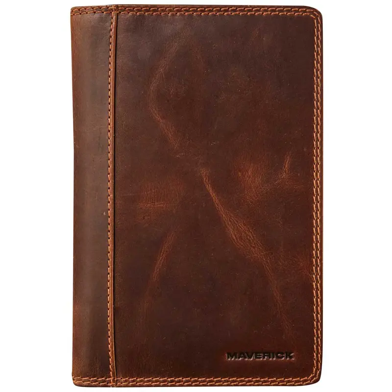 Maverick lederen pen etui bruin met rits 6-delig