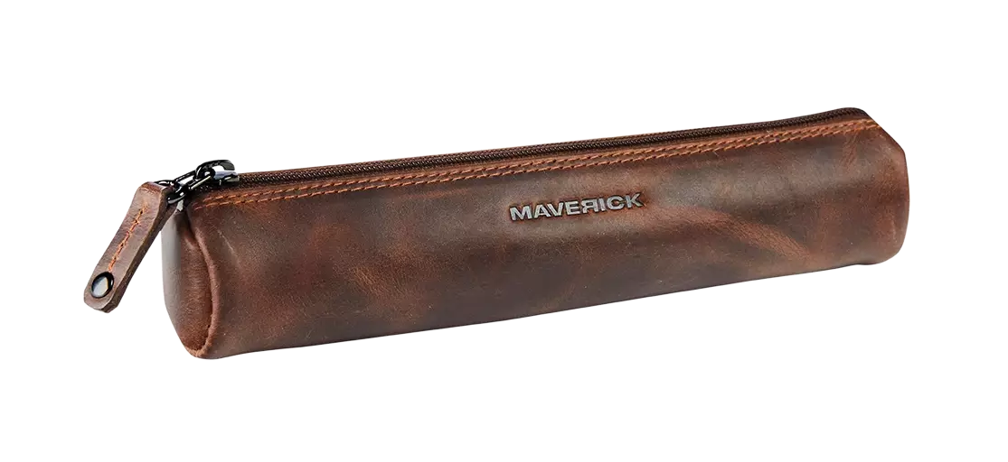 Maverick lederen pen etui rond - small