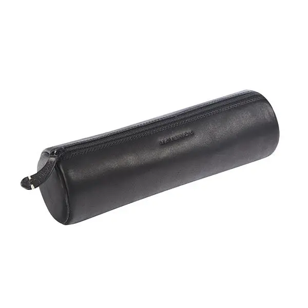 Maverick Lederen Pen etui Rond Zwart Large