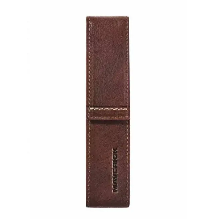 Maverick Lederen pen etui voor 1 pen - bruin