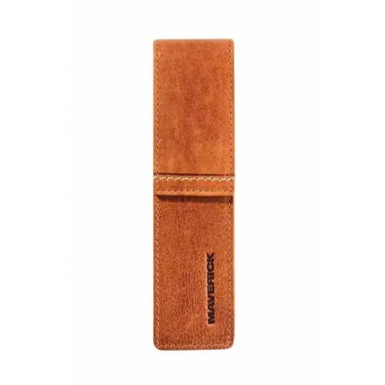 Maverick Lederen pen etui voor 2 pennen - cognac