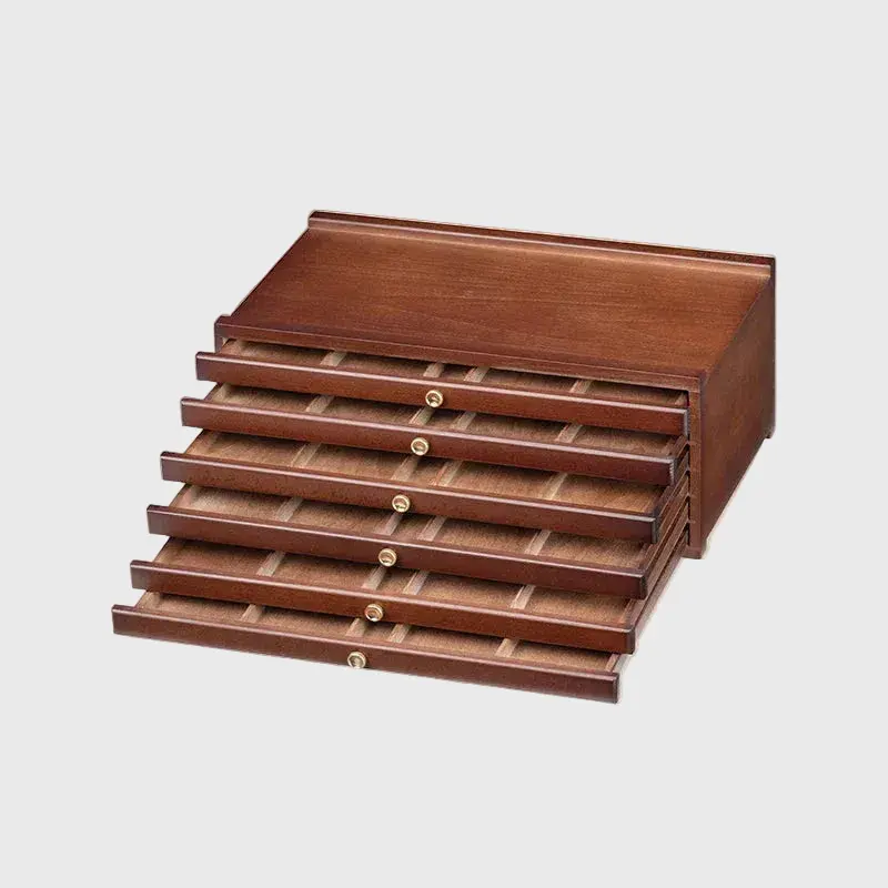 Meeden 6 drawer Storage Box Walnut Color