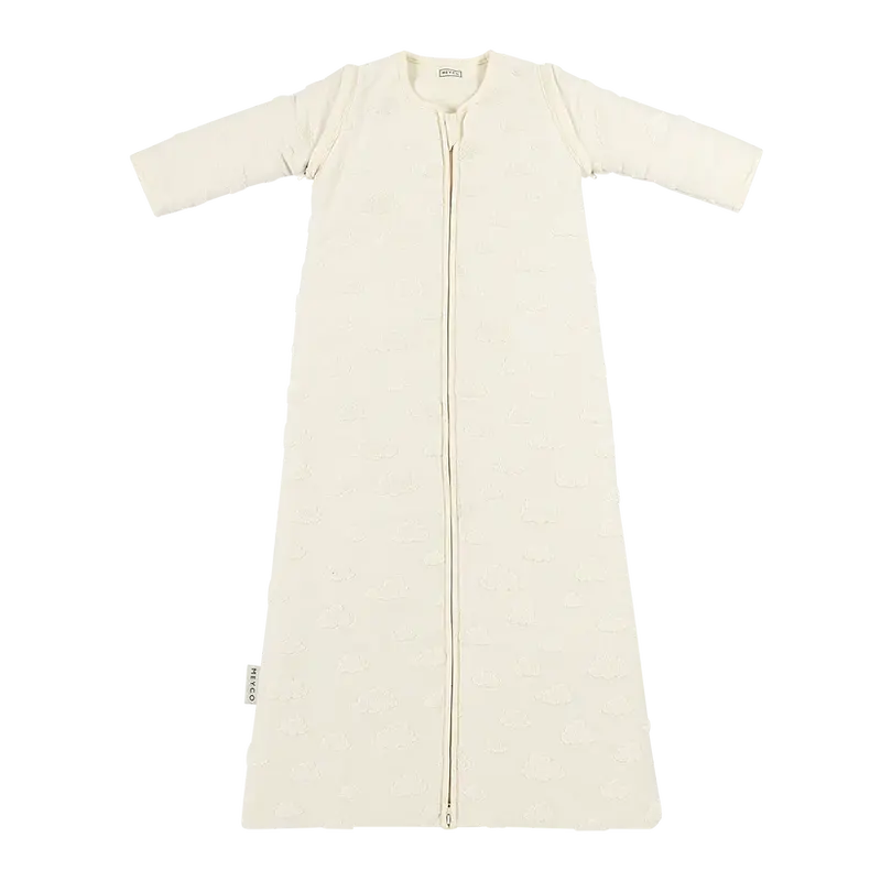 Meyco Baby Studio slaapzak gevoerd afritsbare mouw jacquard badstof Clouds natural