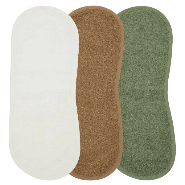 Meyco Spuugdoek 3-pack badstof Uni - offwhite/toffee/forest green - 53x20cm