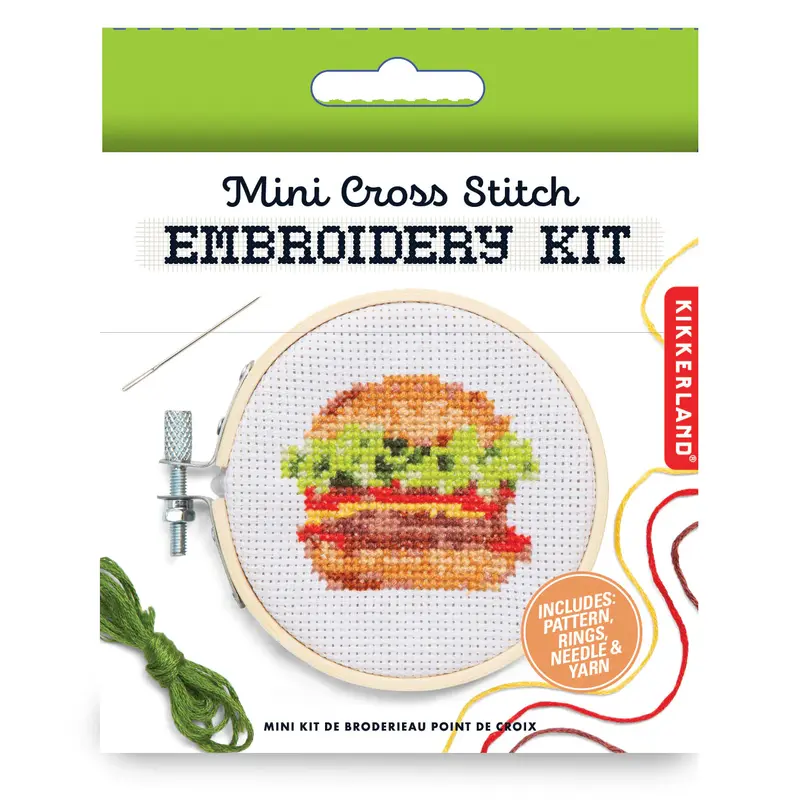 Mini Cross Stitch Embroidery Kit - Hamburger