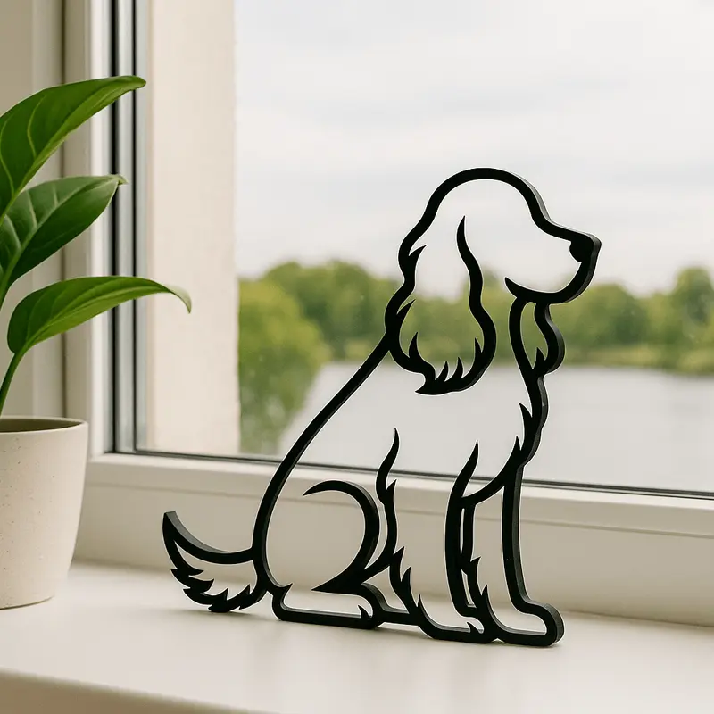 Minimalistische Cocker Spaniel – Zittend en stijlvol