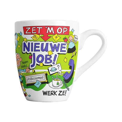 Mok cartoon Nieuwe job