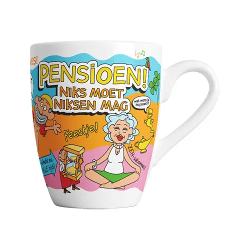 Mok cartoon Pensioen, niks moet