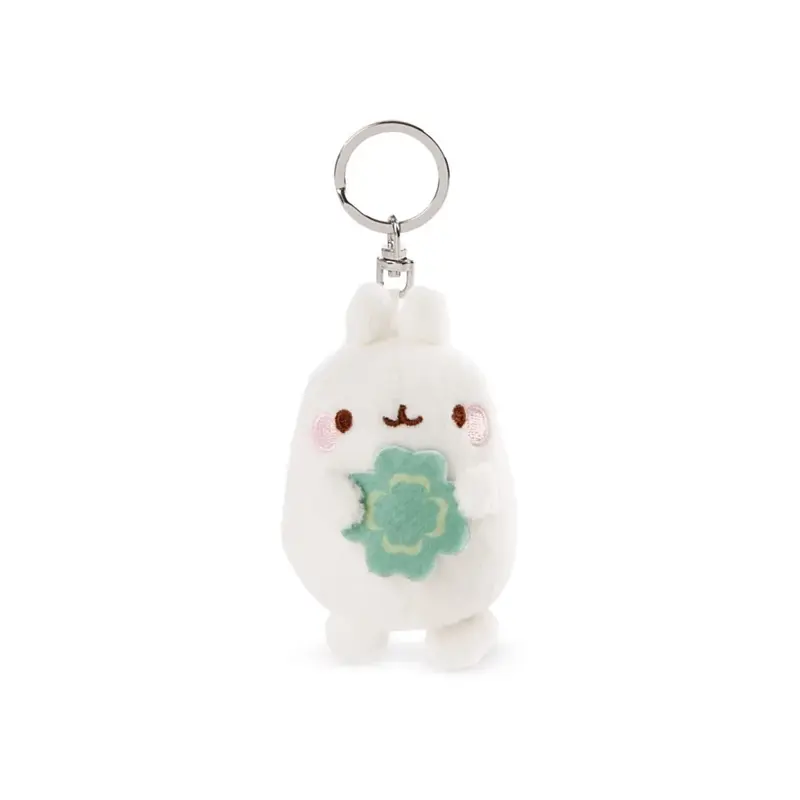 Molang met klavertje sleutelhanger 8 cm