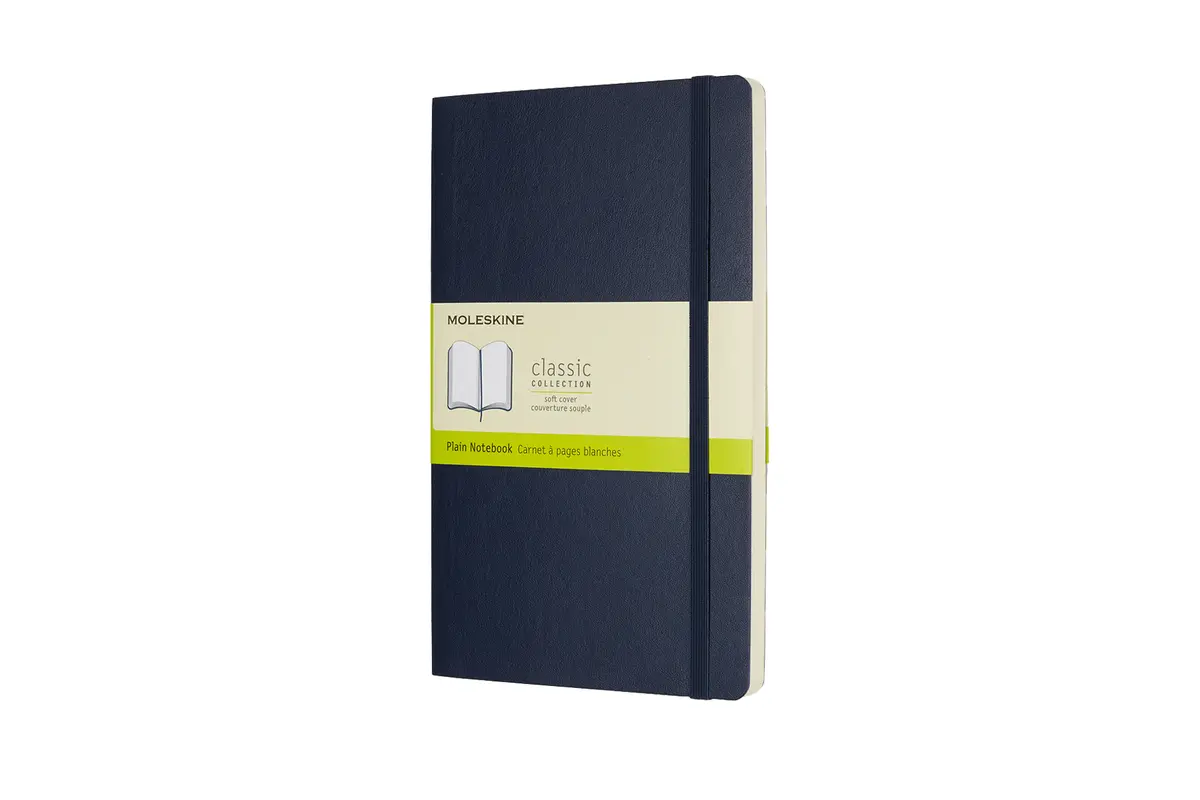 Moleskine notebook softcover large plain sapphire blue