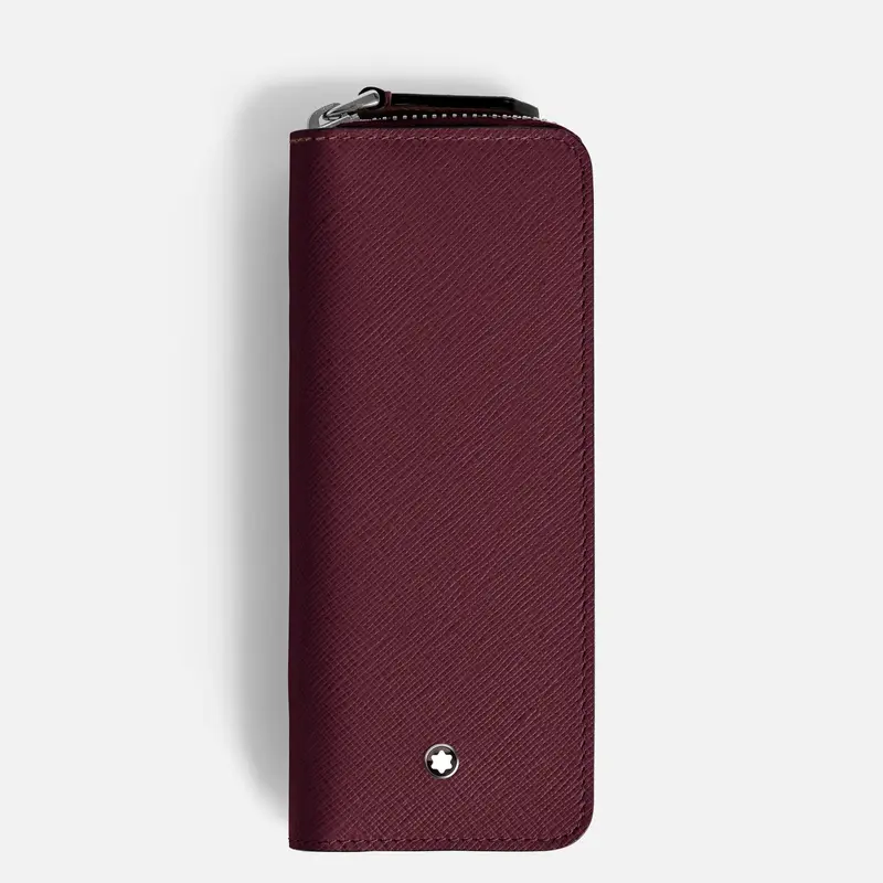 Montblanc Sartorial pen pouch 2 pens cassis leather with zipper