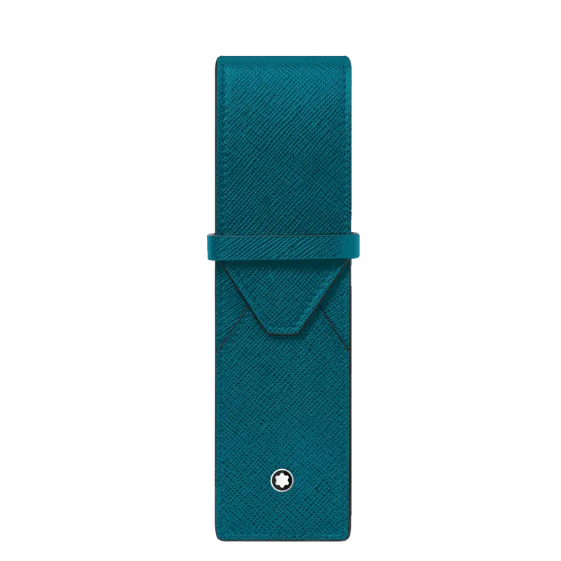 Montblanc Sartorial pen pouch 2 pens fern blue leather