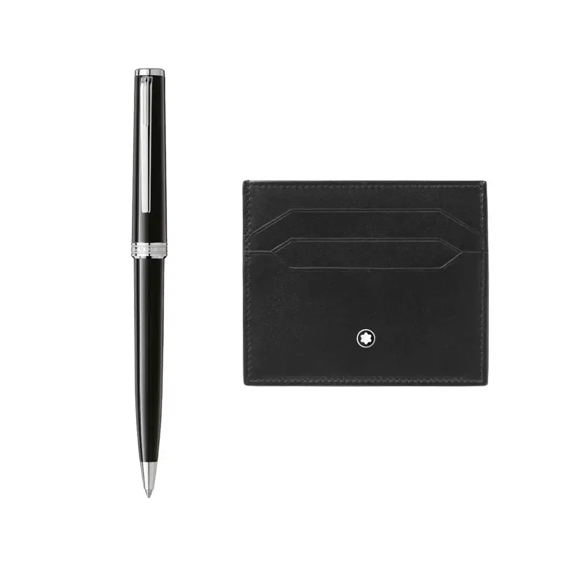 Montblanc set Pix balpen zwart + Meisterstuck cardholder 6CC zwart