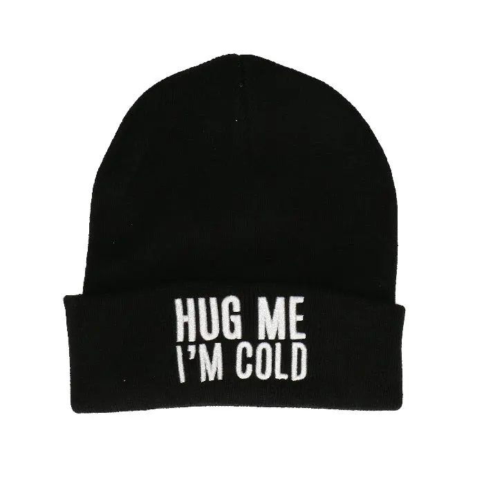 Muts Hug me I'm cold zwart/wit