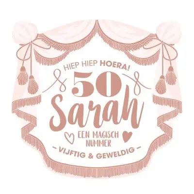 Muurdecoratie Sarah roségoud/wit 50 jaar XL