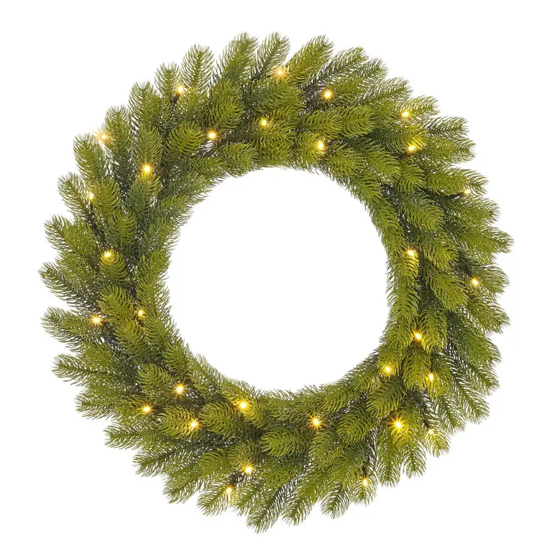 Nagoya Kerstkrans met LED Verlichting - H12 x Ø60 cm - Groen