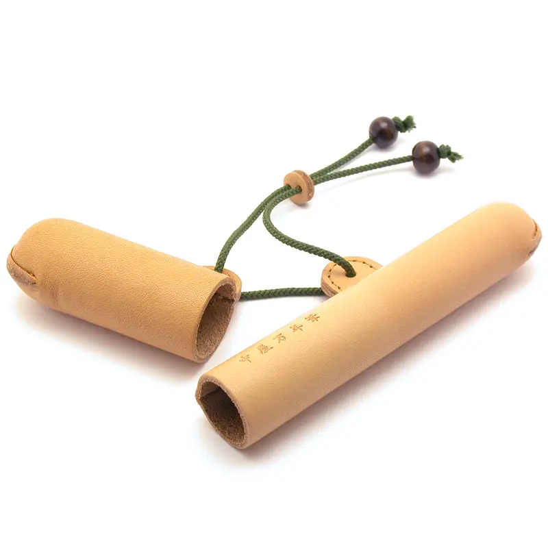 Nakaya één-delig lederen pen etui met groen koord-Maccha Green