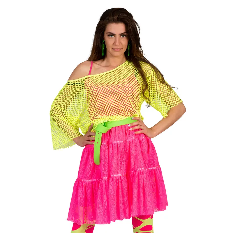 Net shirt neon geel one size