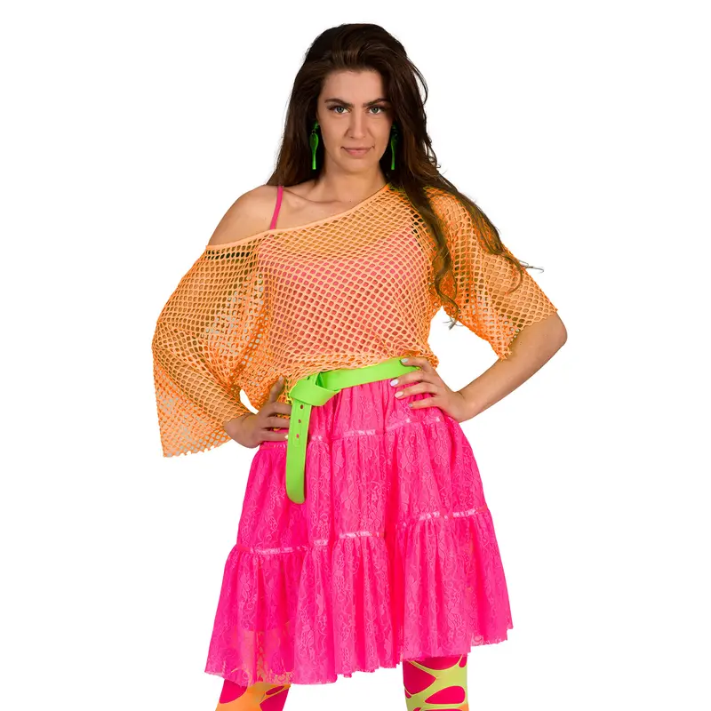 Net shirt neon oranje one size