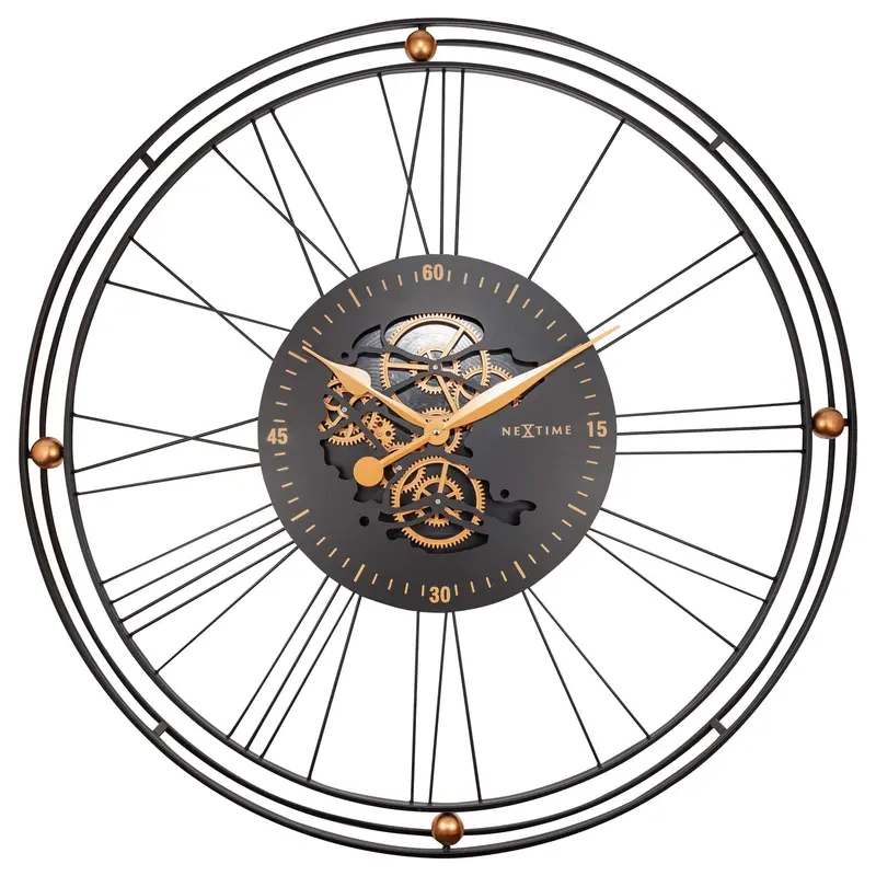 NeXtime Romeinse tandwielklok XXL - 90,5 cm - Metaal - Romeinse tandwielklok