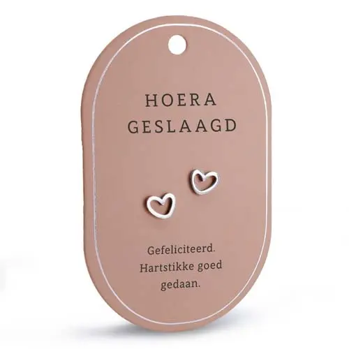 Oorbellen zilver Geslaagd (hartjes)
