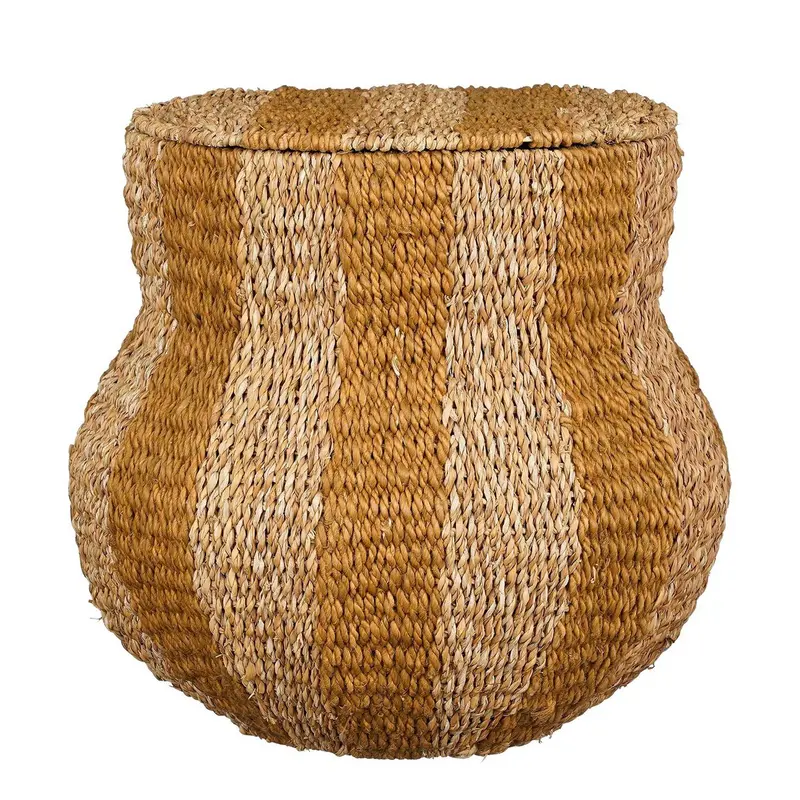 Opbergmand met deksel - Jute Geel - Ø50 cm