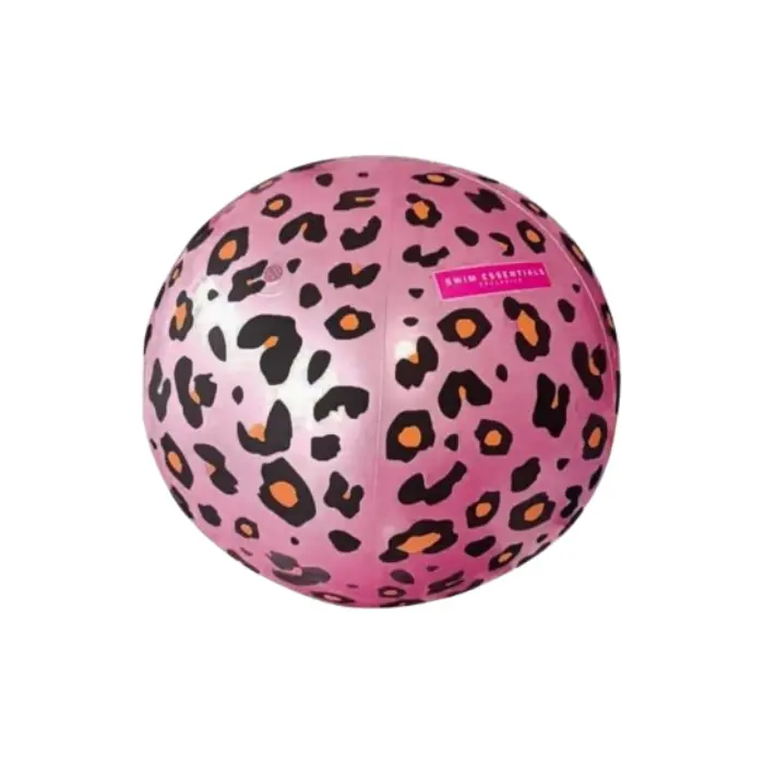 Opblaasbal met sproeier roze panterprint 60cm