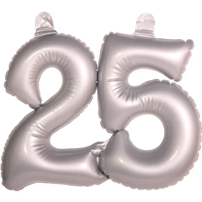 Opblaascijfer 25 zilver