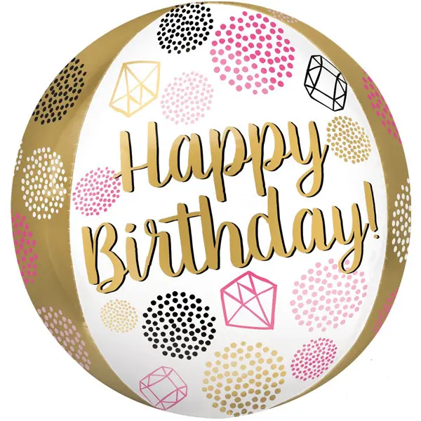 ORBZ - Happy Birthday Gems Gold - A38cm x 38cm