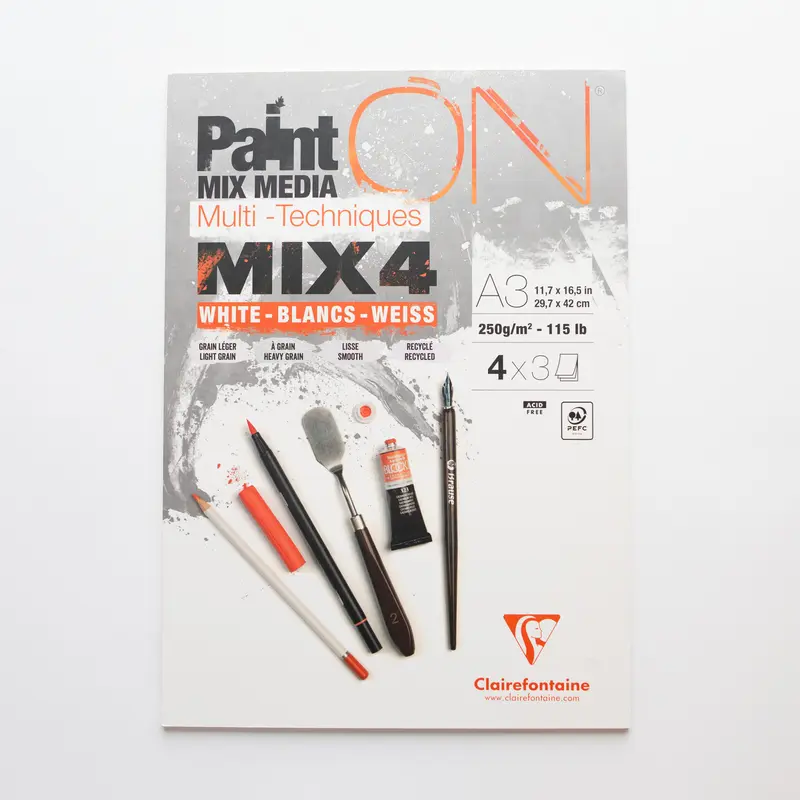 Paint’ON Mixed Media 250g Mix 4 soorten Wit A3 12 vellen