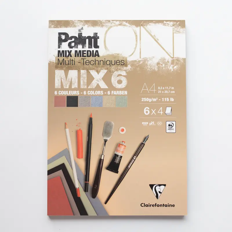 Paint’ON Mixed Media 250g Mix 6 kleuren A4 24 vellen