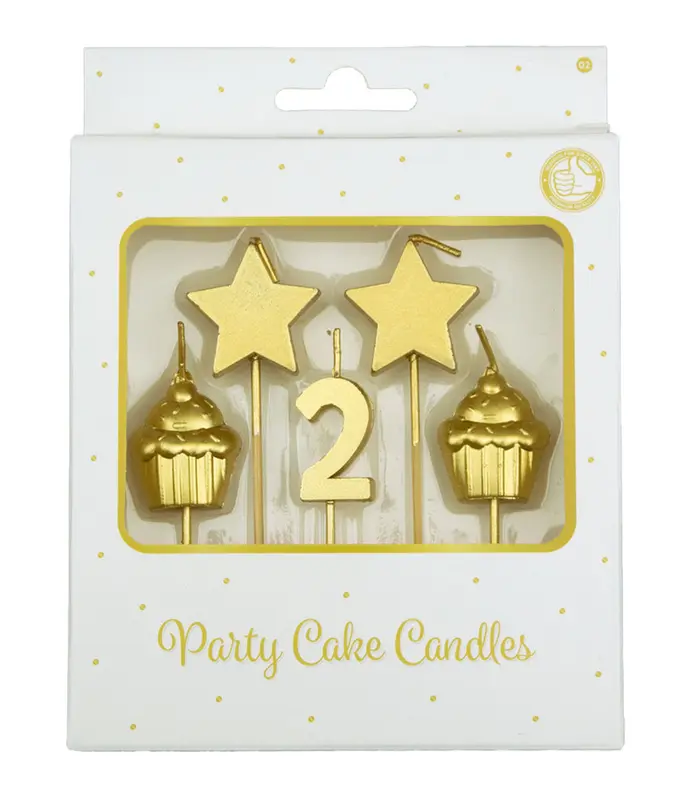 Party cake candles gold - 2 jaar