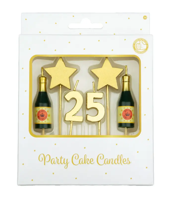 Party cake candles gold - 25 jaar