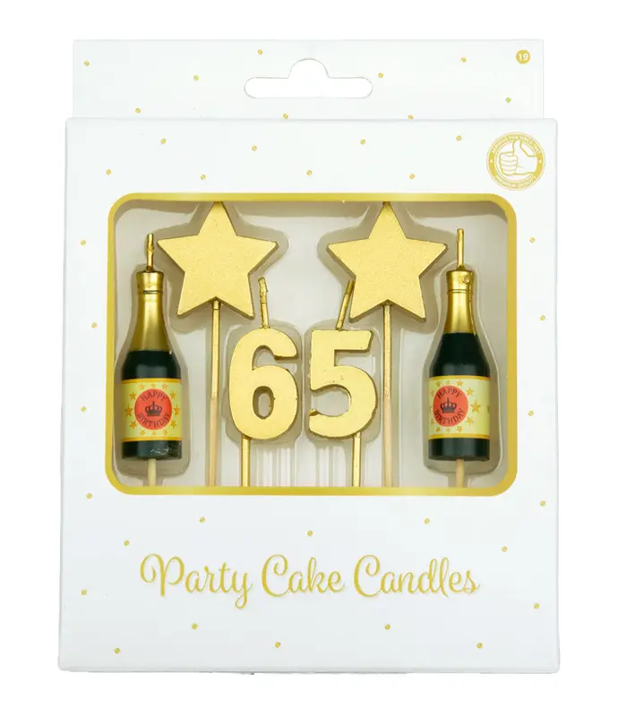Party cake candles gold - 65 jaar