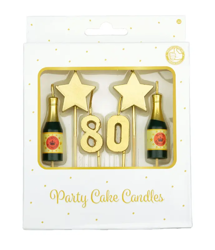 Party cake candles gold - 80 jaar