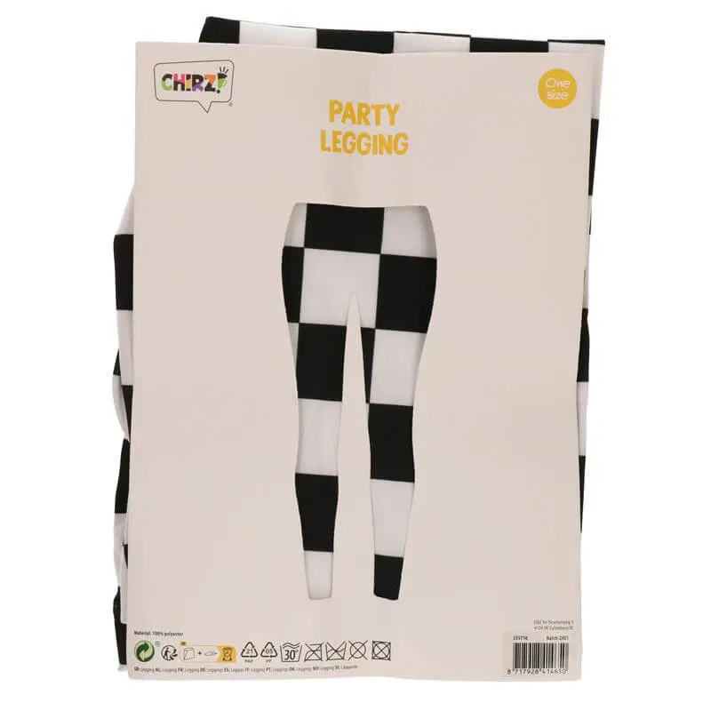 Party Legging zwart wit geblokt - one size