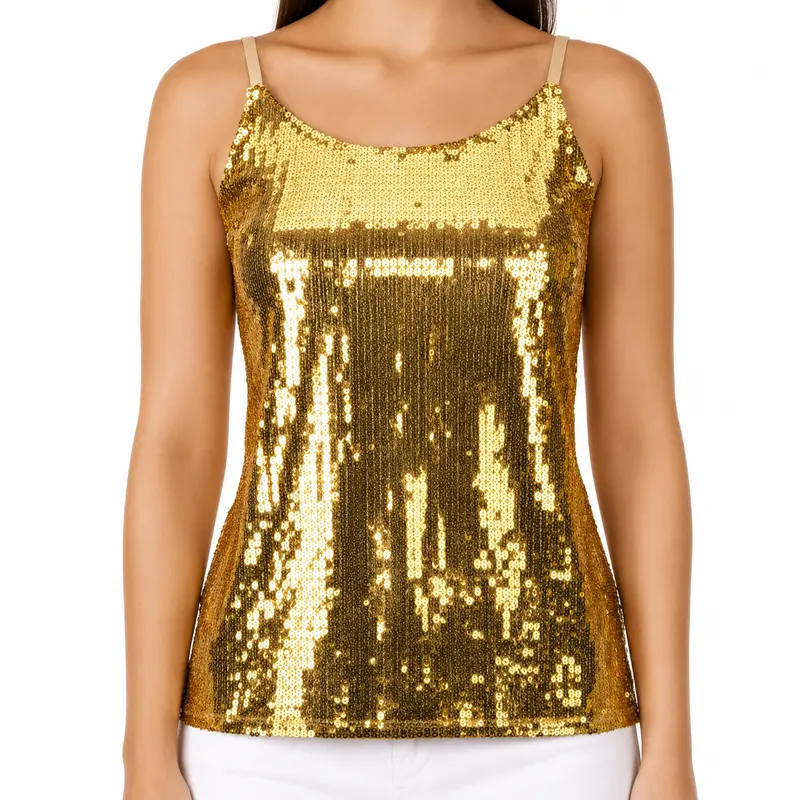 Party top pailletten goud one size