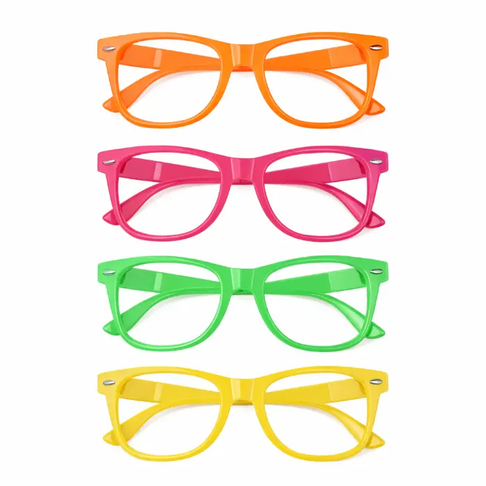 Partybrillen neon meerkleurig 4 stuks