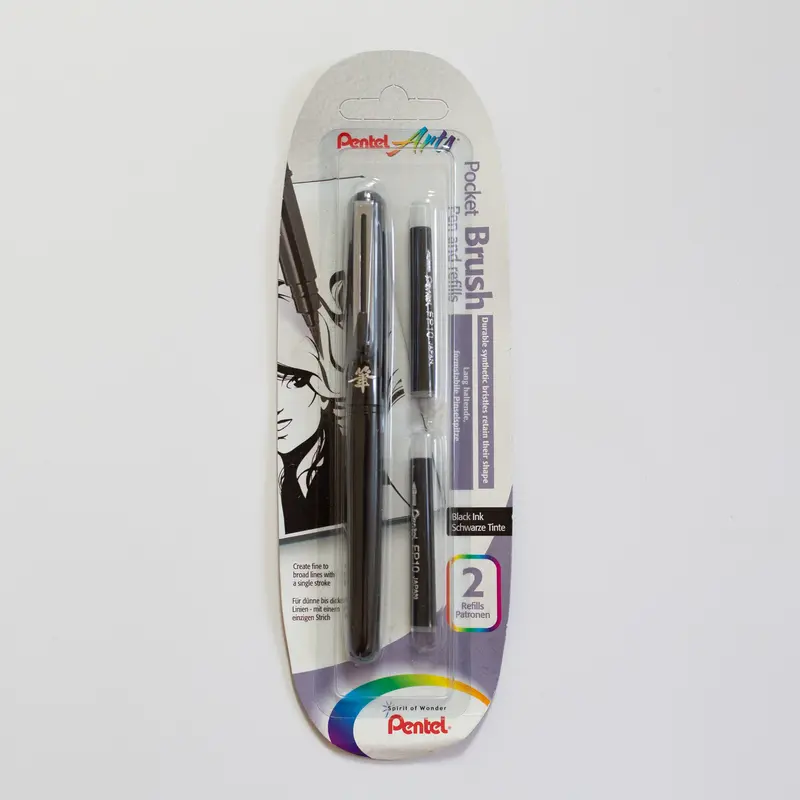 Pentel Pocket brush Black + 2 refills