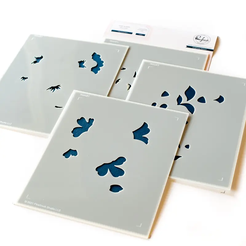 Pinkfresh Studio - Folk Floral Stem Coloring Stencils (4pcs)