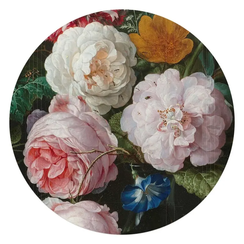 Plexiglasschilderij De Heem Stilleven met bloemen 70 Rond