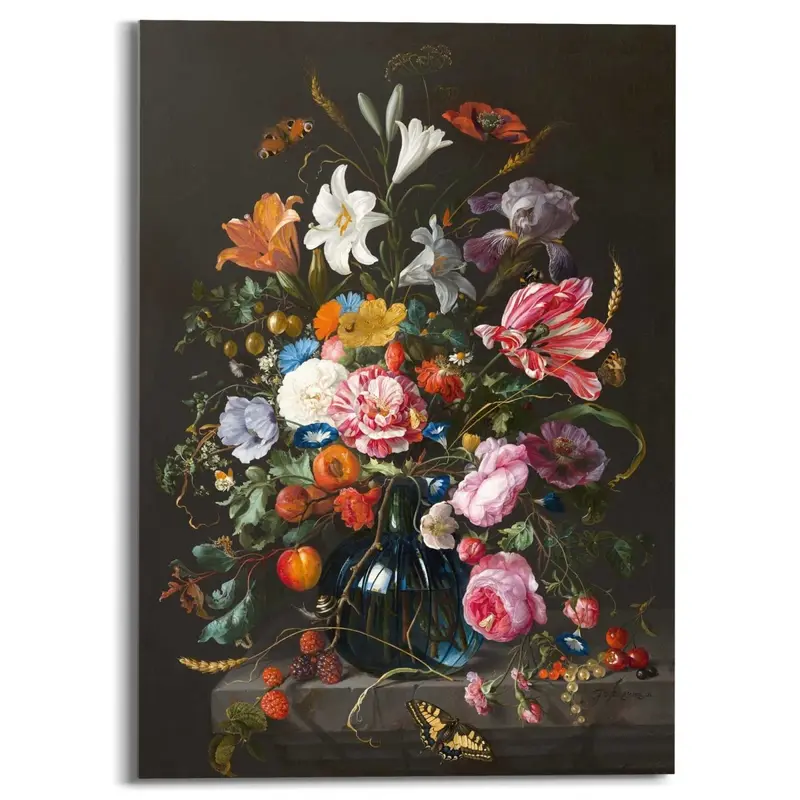 Plexiglasschilderij De Heem Stilleven met bloemen op vaas 70x50