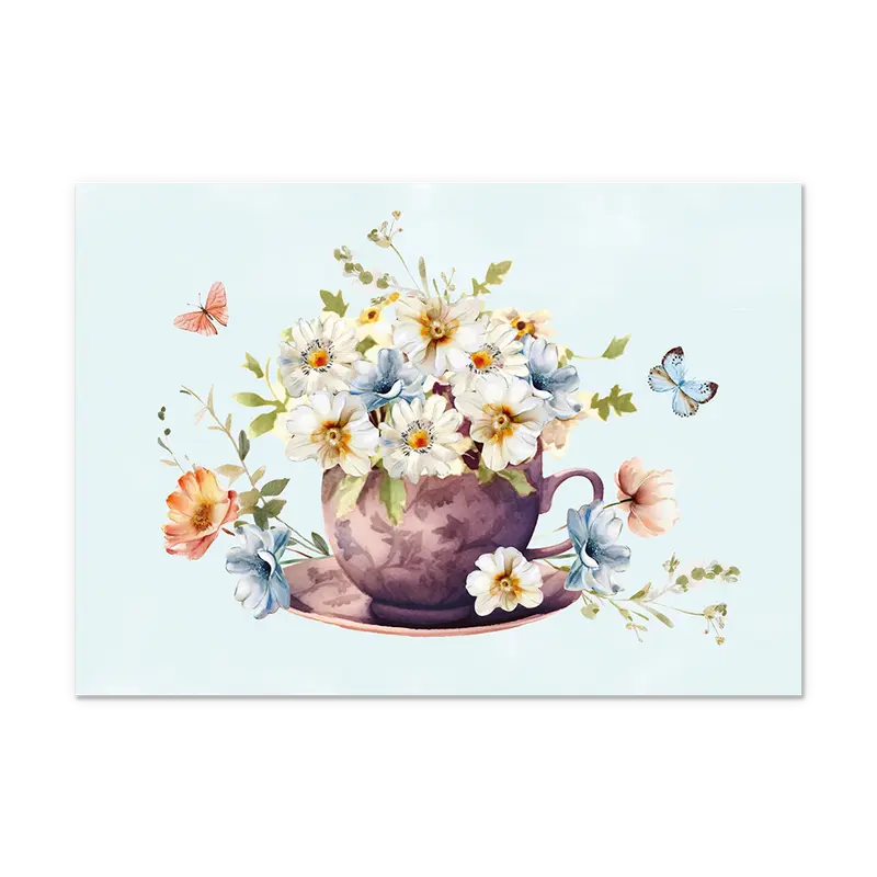 Postcard Bloemen en vlinder - 10 stuks